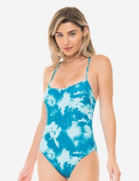 Shape Teal Tie Dye Scoop Neck Swimsuit